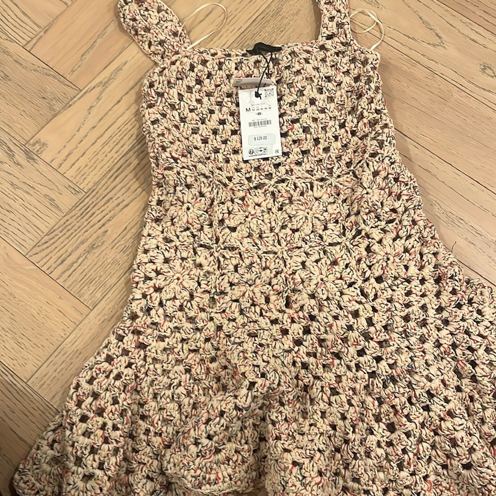 NWT Women’s Collection Zara Multicolored Knit Crochet Mini Dress 0021/026 Medium - Picture 6 of 7